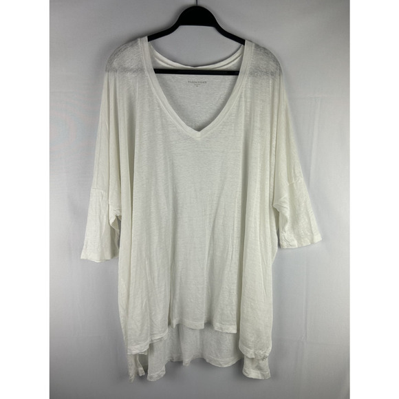 Eileen Fisher Organic Linen Knit Top Womens Sz Medium White Lagenlook Oversized - Picture 1 of 6